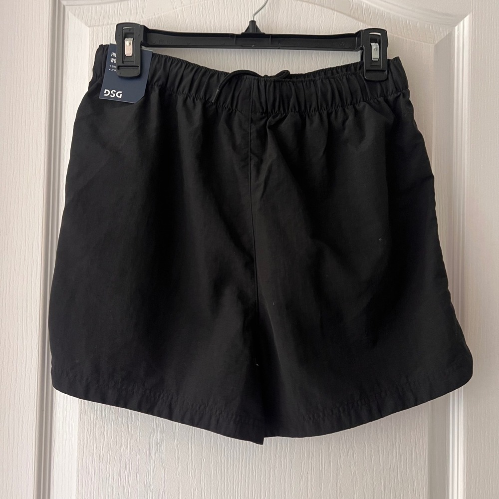 DSG Womens High Rise Woven Short‎ Black Elastic Waist Drawstring 3 Inch Inseam
